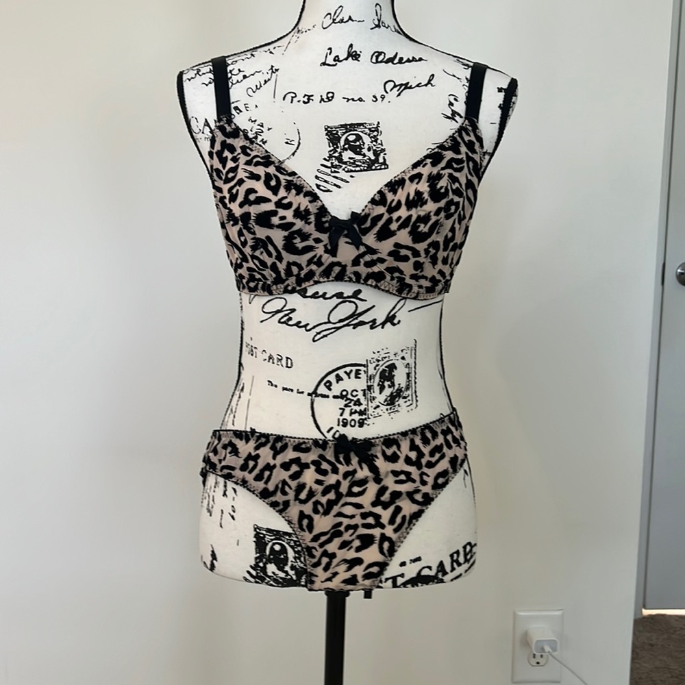 L'Agent Provocateur animal print bra and panty set.  34DD and size L panty